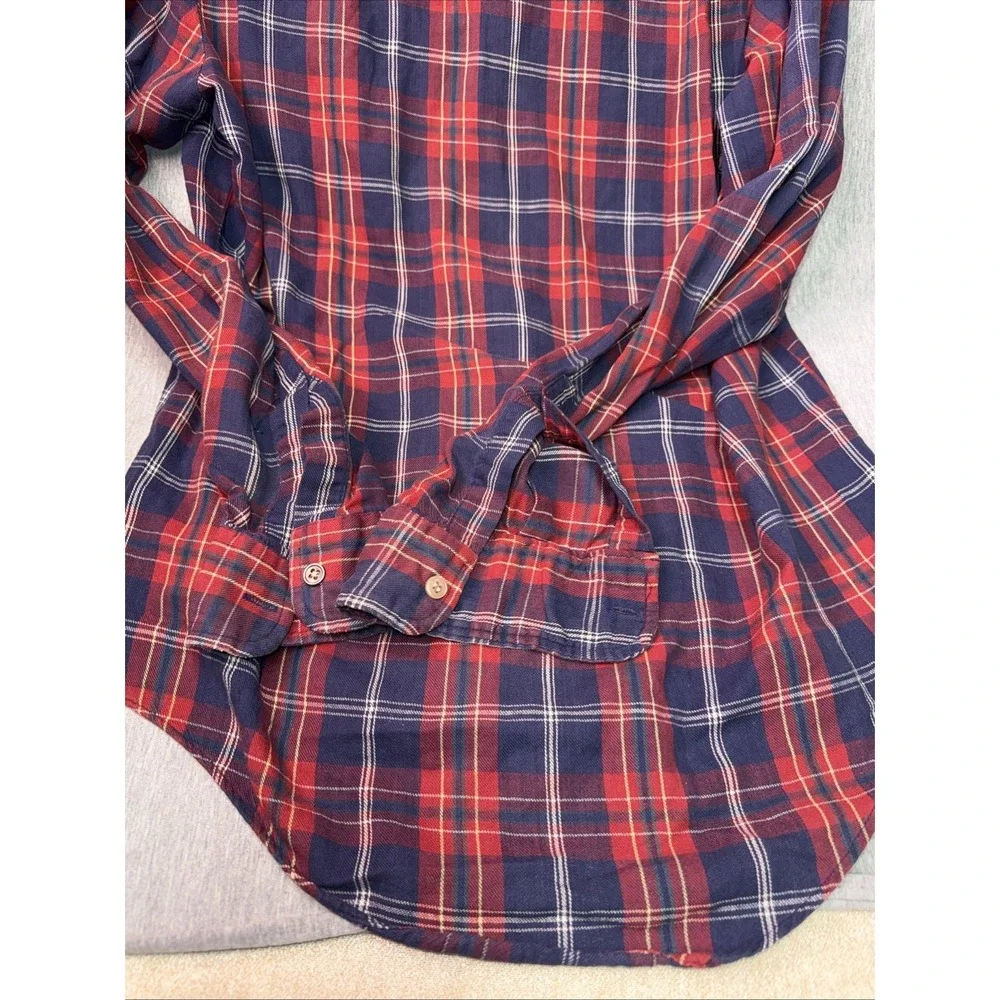Levi's Men's Tailored Fit Plaid Flannel Shirt Red Blue Long Sleeve Button Up